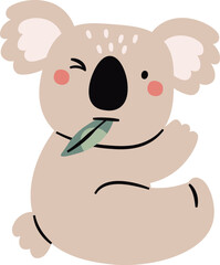 Cute Koala Eating Leaf