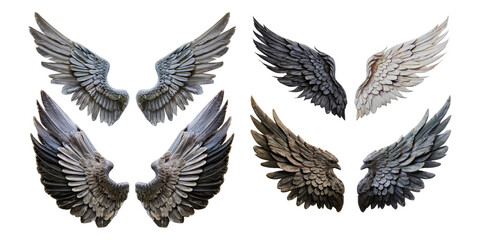 Obraz premium Detailed Angel Wings Artwork for Creative Projects, png collection isolated on transparent background