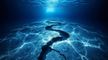 Obraz premium Ocean floor at Mid-Atlantic Ridge, tectonic activity, spreading plates, underwater depths