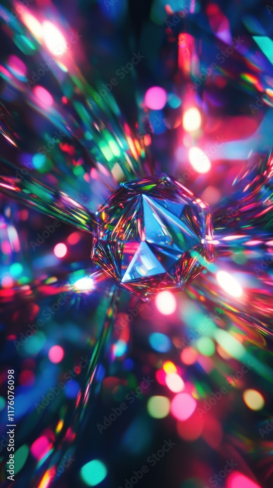 Poster captivating abstract light and color explosion with shimmering reflections radiating in a spectrum o