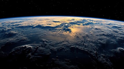 Earth's atmospheric glow at sunrise from space.