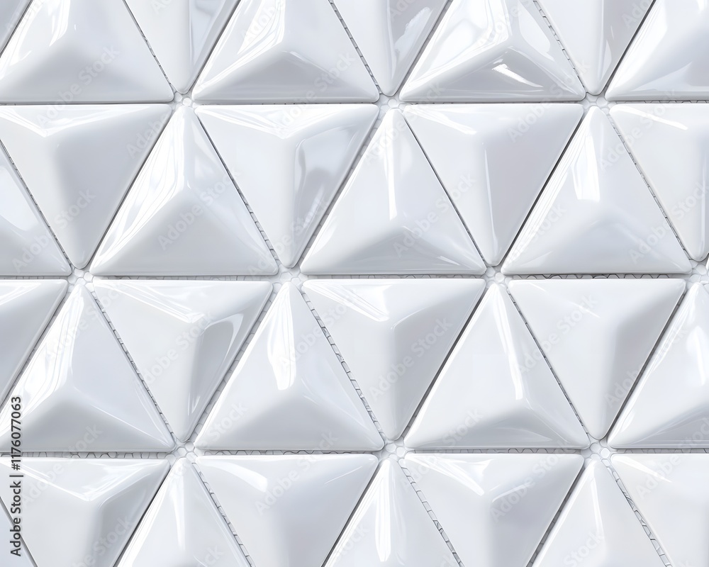 Poster tessellated pattern of glossy white triangular tiles