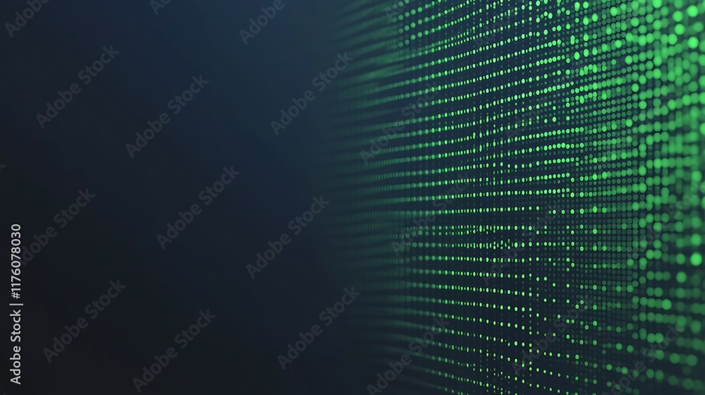 Poster abstract green digital data stream visualization