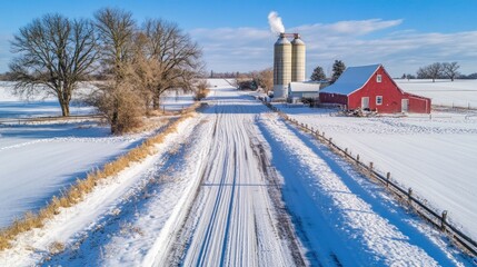 Obraz premium A silo for grain storage near a livestock farm, modern infrastructure with clean lines 