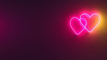 Two Intertwined Neon Hearts Glow Brightly