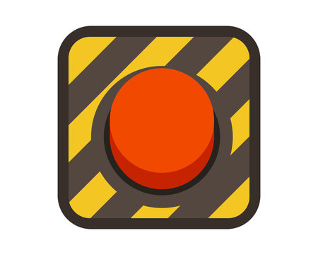 Emergency push button isolated on white background.