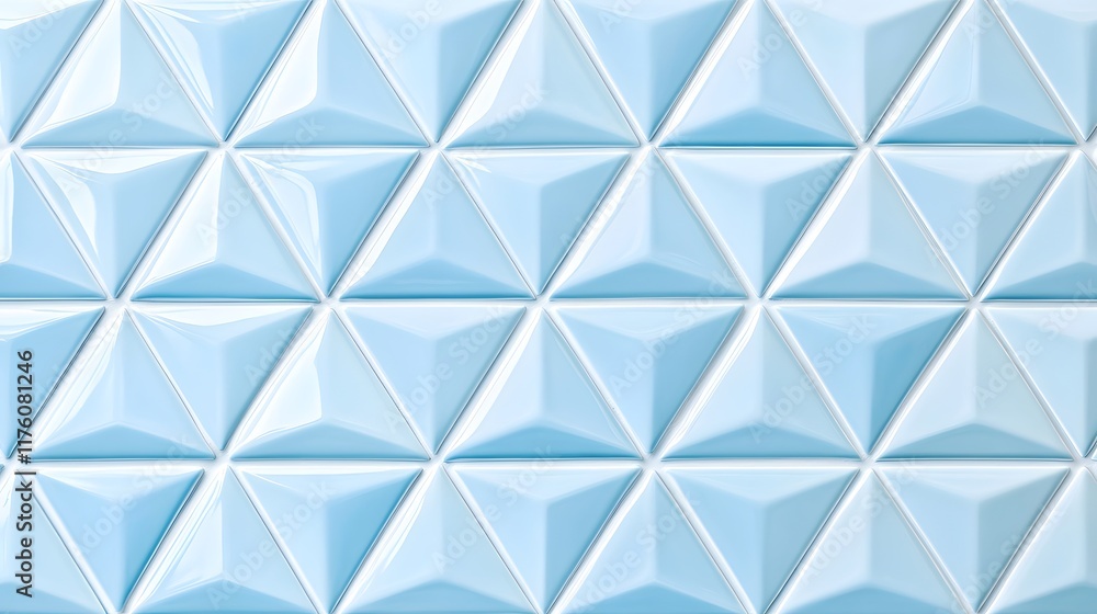 Poster light blue glossy triangular tile pattern