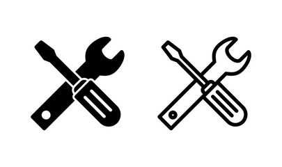 Tools icon logo design. tool sign and symbol. setting icon. Wrench and screwdriver. Service, repair