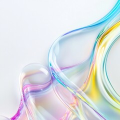 Naklejka premium Abstract iridescent glass swirls, pastel rainbow colors, smooth curves, flowing lines, 