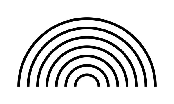 Rainbow lines. Archway shapes. Semicircle geometric figures in trendy boho style. Minimalistic design element for modern templates. Vector graphic illustration.