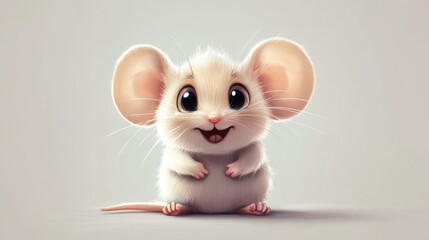A cute, cartoon-style mouse with large ears and a cheerful expression.