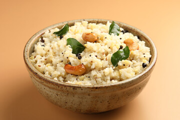 South Indian Food Ven Pongal Khara Pongal with Sambar popular breakfast food of Tamil Nadu festival...