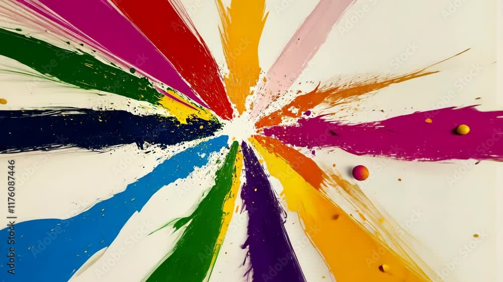 Aufkleber colorful paint splashes create an abstract art display on a white canvas