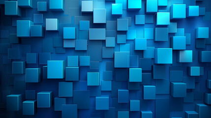 Futuristic 3D Render of a Digital Cube in a Neon Cyber Network, blue geometric background, minimalist design, wall paper
