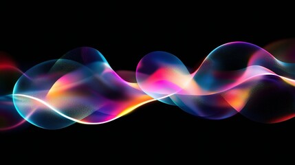 Colorful Flowing Abstract Wave on a Black Background, wall paper