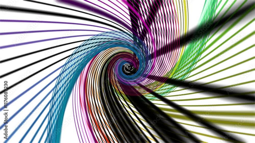 Poster fantastic video animation with stripe wave object in slow motion, 4096x2304 loop 4k