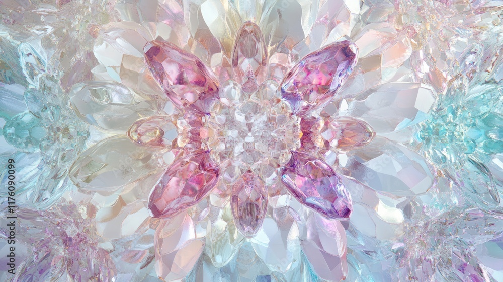 Aufkleber intricate floral pattern of colorful gemstones and crystals reflecting light, creating a mesmerizing