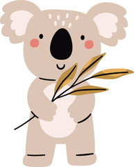 Koala With Leaves Branch