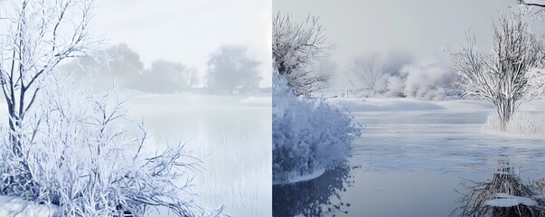 A Serene Wallpaper Background Transitioning Between Icy Blue and Frosty White