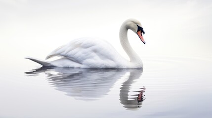 Fototapeta premium Graceful Water Bird Reflecting in Nature's Lake
