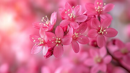 A close-up view of vibrant pink flowers blooming against a soft background.