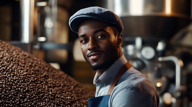 Coffee Roaster Portrait Dark Background Beans
