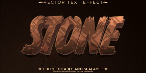 Stone editable text effect, editable rock and texture text style