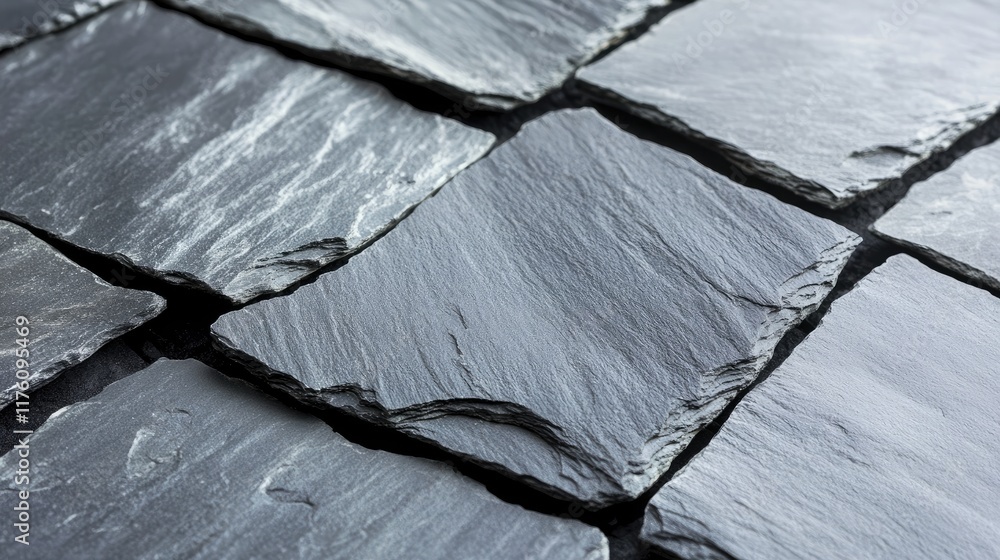 Aufkleber A close-up view of textured black slate tiles arranged in an overlapping pattern, highlighting the organic and sophisticated feel.