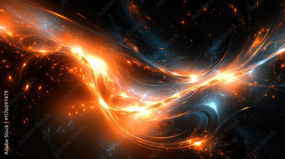 Aufkleber a dynamic abstract surface glowing with bright luminous nodes, set against a vast dark space, symbol