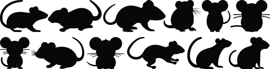 Mouse silhouette set vector design big pack of rat illustration and icon