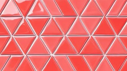Fototapeta premium Coral-Colored Triangular Ceramic Tile Mosaic