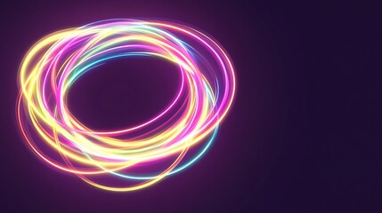 Naklejka premium Abstract Colorful Neon Light Circles Design