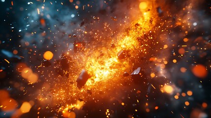 Obraz premium Explosive cosmic event in space digital art abstract environment