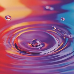 Vibrant Water Droplet Impact: A Symphony of Colors and Reflections