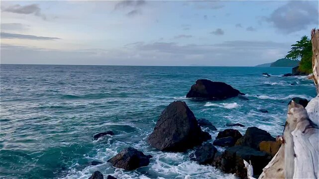 Powerful And Dangerous Waves Hitting The Rocky Cliff During Typhoon In Sandfly Bay