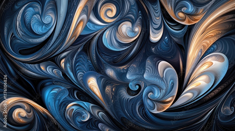 Aufkleber abstract dark wave patterns with overlapping curves, creating an elegant design full of depth and so