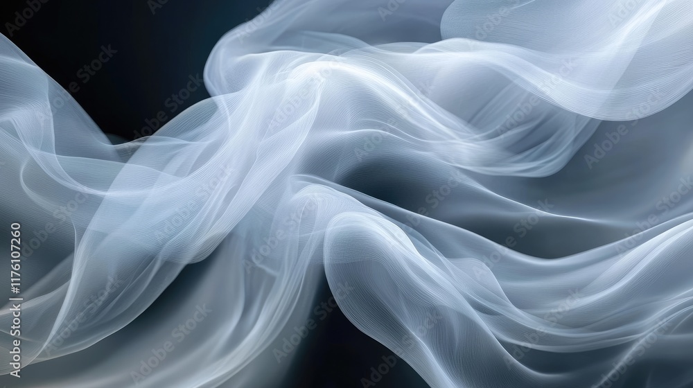 Fototapete Abstract white curved lines flowing gracefully, creating a wave pattern on a smooth surface, evoking movement and fluidity.