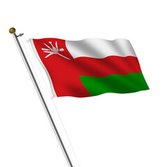 Oman flagpole 3d illustration with clipping path