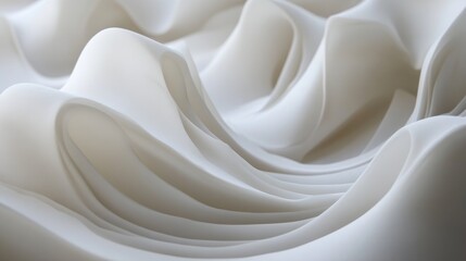 Obraz premium Abstract white curved lines flowing gracefully, creating a wave pattern on a smooth surface, evoking movement and fluidity.