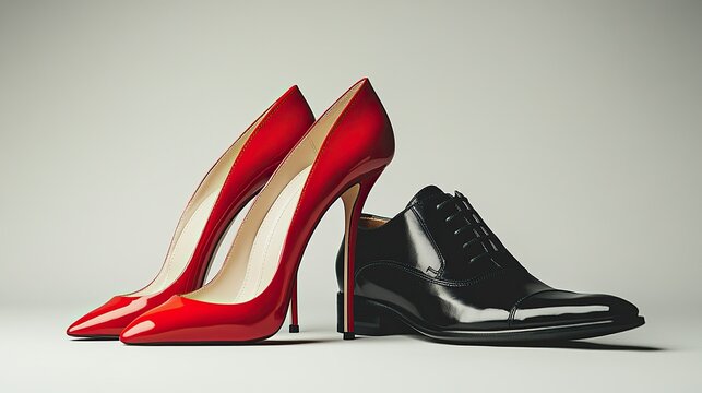 foot wear women red highheels and man formal shows couple valentine inspiration poster