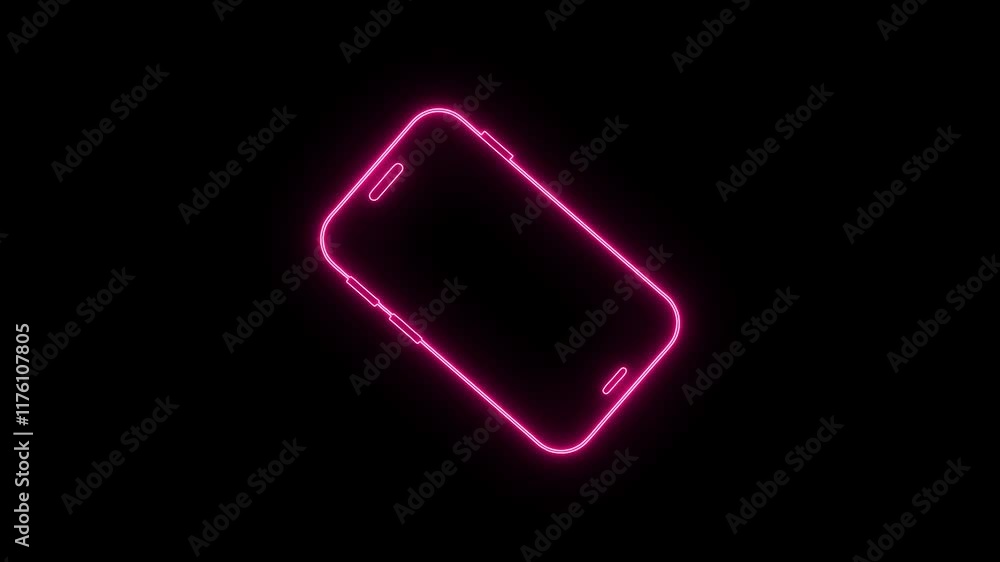 Poster glowing neon turn you smart phone rotate device screen, phone flip sign, phone rotation. phone rotat