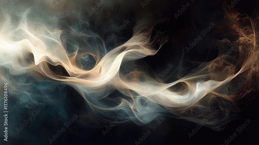 Poster Beautiful abstract wave patterns in dark tones with graceful, overlapping curves, offering a refined sense of fluidity and elegance.