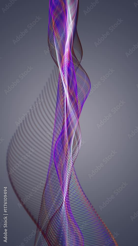 Fototapete fantastic vertical video animation with particle wave object in slow motion, 2304x4096 loop 4k