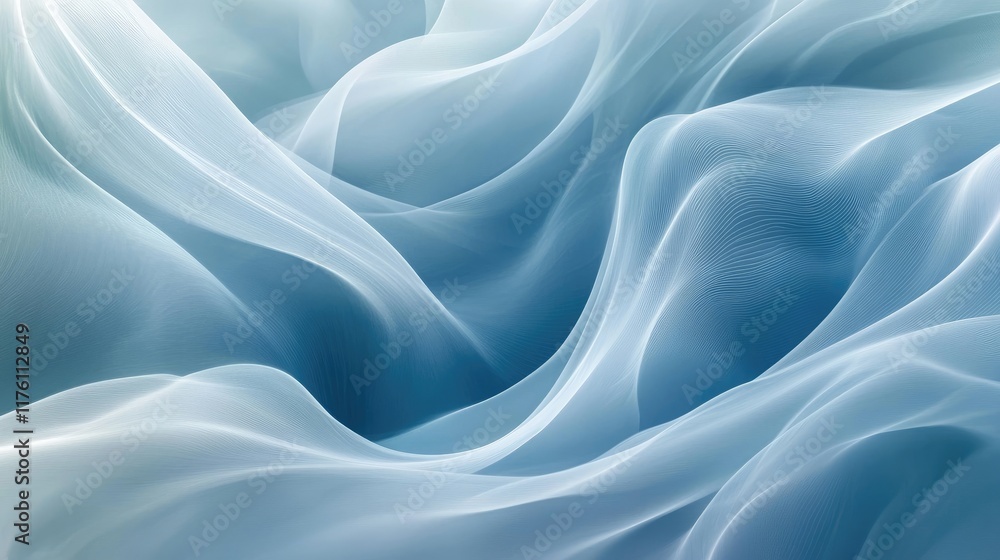Fototapete soft white curved lines creating a flowing wave pattern, evoking a sense of calm and fluid movement 