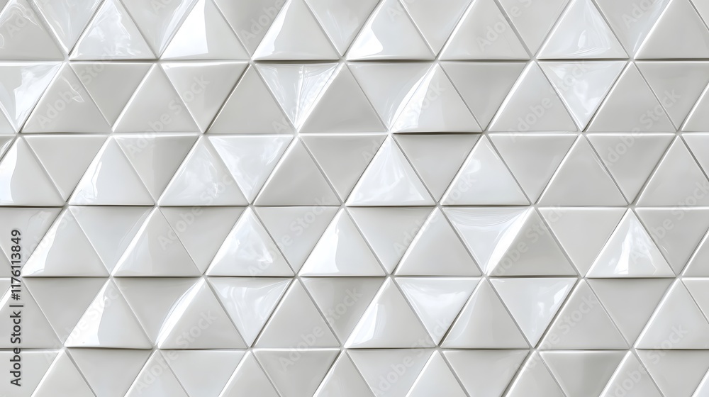 Poster off-white glossy triangular tile pattern