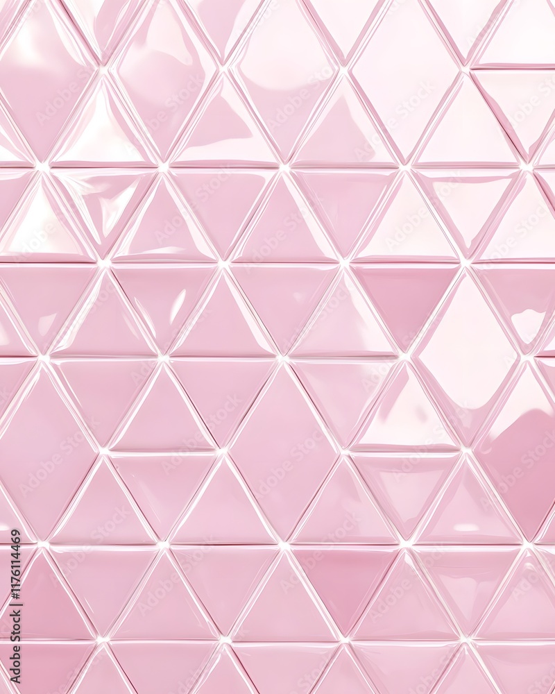 Poster pink glossy triangular tile pattern