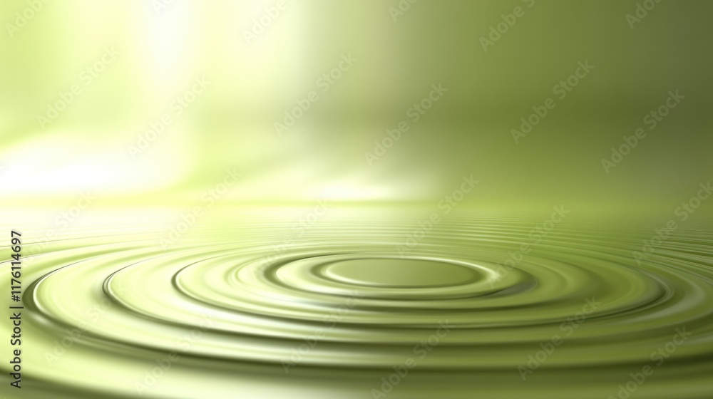 Aufkleber abstract green liquid surface with concentric ripples, creating a calm and serene background.