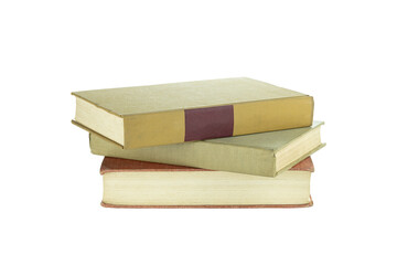 Stack of old books isolated on white background with clipping path.