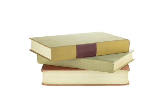 Stack of old books isolated on white background with clipping path.