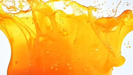 Vibrant orange liquid splashing and splattering in slow motion - Powered by Adobe